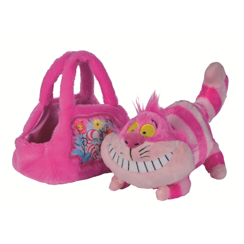  chat du cheshire peluche dans son sac 20 cm 